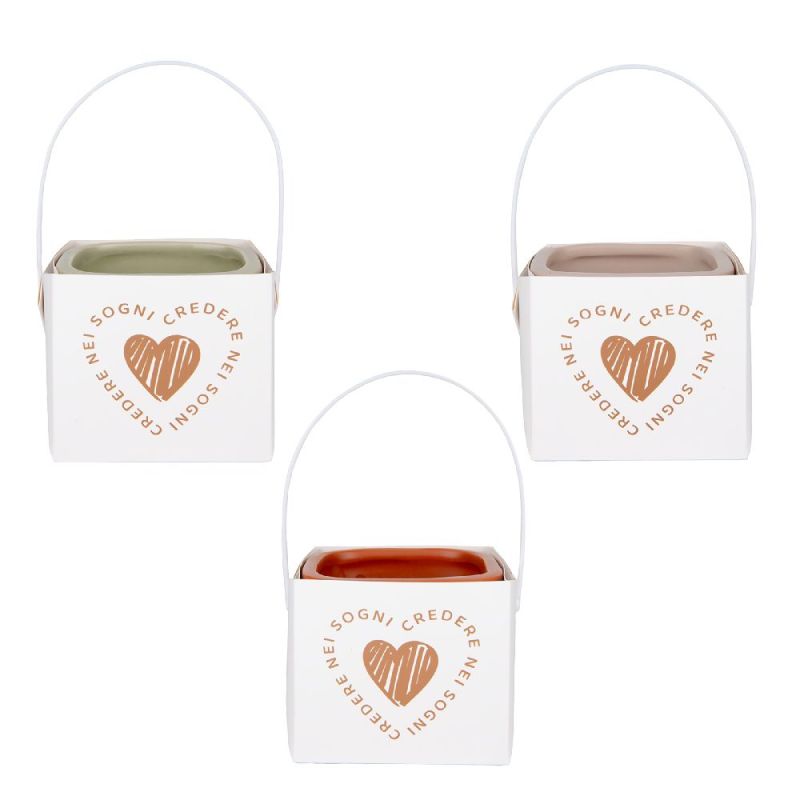 3 PZ CREDERE Vaso Vasetto Portapiantina 10x8 cm BOMBONIERA