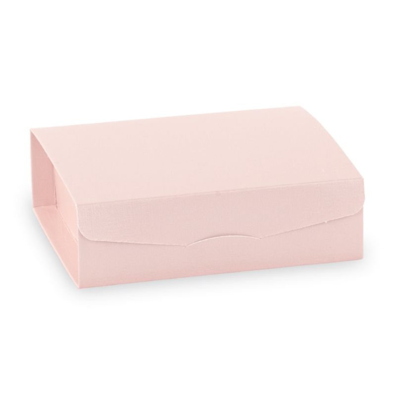 10X FIBRA ROSA Scatola GIFT 12x12x4 cm con divisorio BOMBONIERA