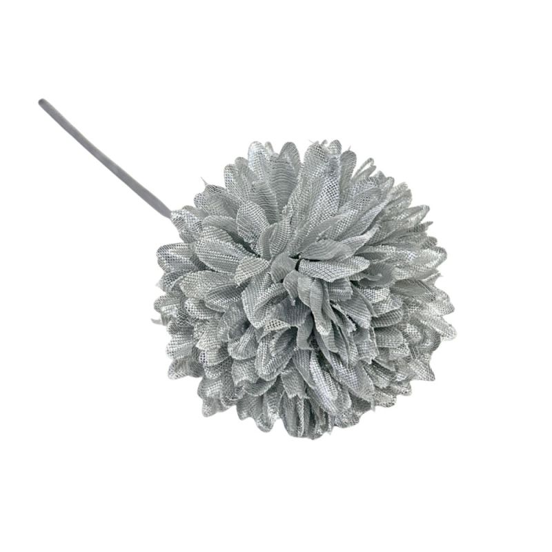 12 PZ Fiore Artificiale BOMBONIERA colore ARGENTO da 6 cm