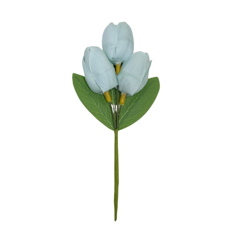 Fiore Artificiale BOMBONIERA 12 Mazzetti da 3 TULIPANI colore CELESTE