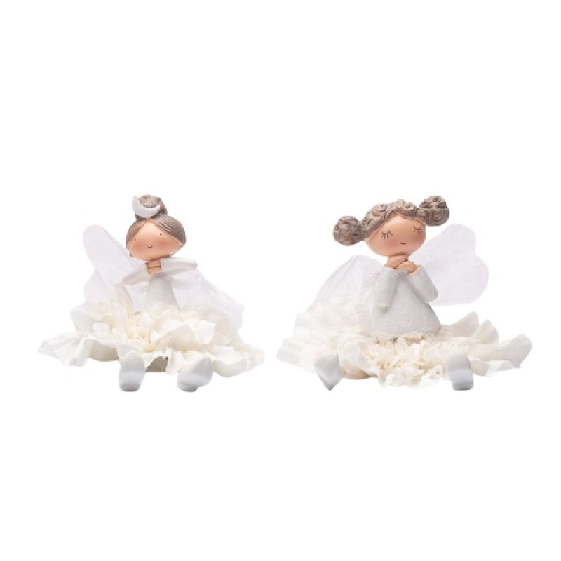 4 PZ BALLERINA seduta in resina bianca - 10 cm - BOMBONIERA