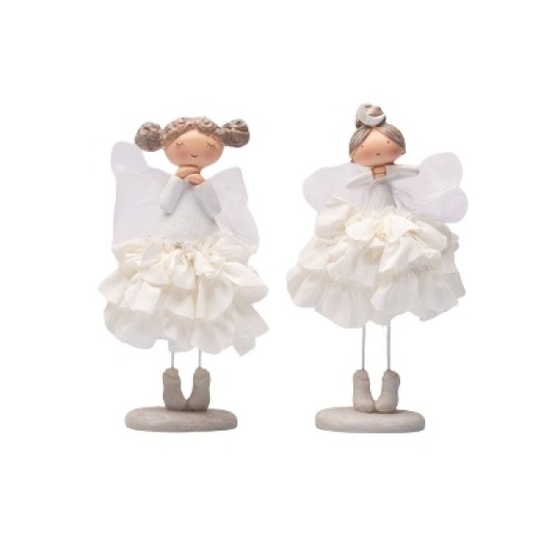 4 PZ BALLERINA in piedi in resina bianca - 16 cm - BOMBONIERA