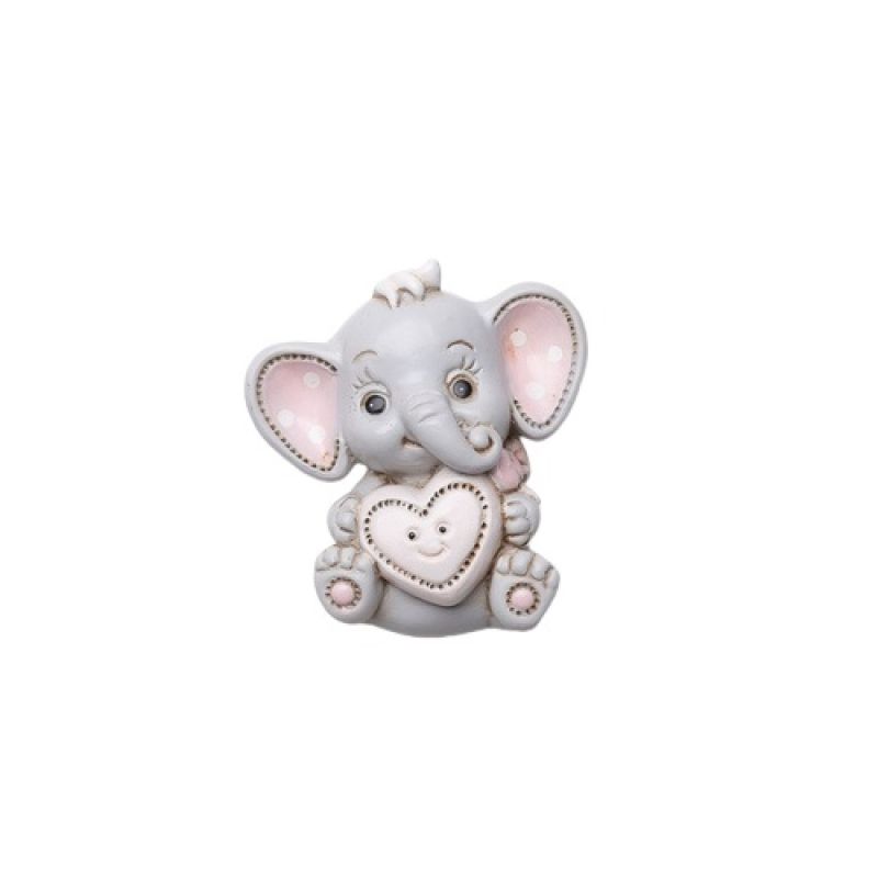12 PZ Calamita resina ELEFANTE Elefantino ROSA 5x5 cm BOMBONIERA
