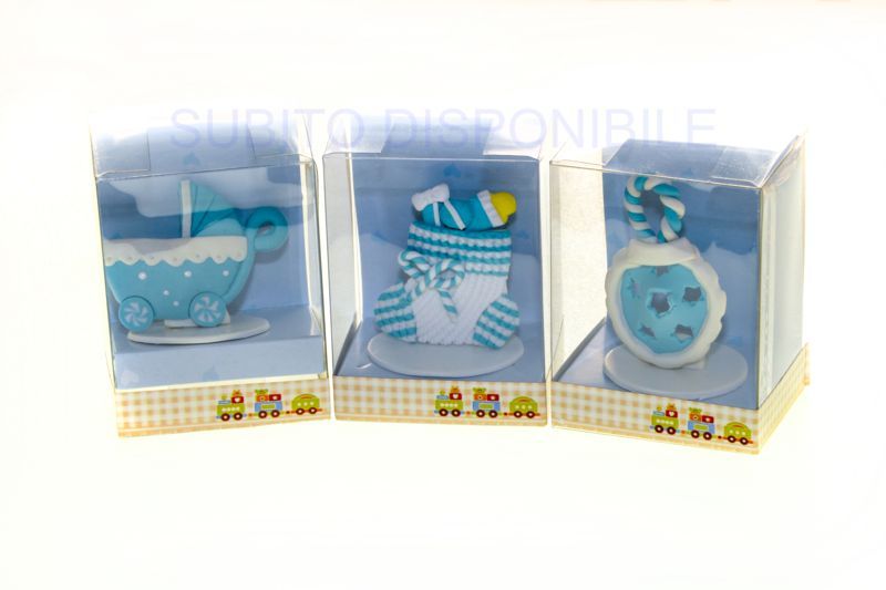 56 PEZZI SOFT Soggetto nascita celeste bambino in fimo bomboniera