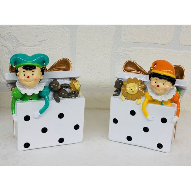 SUPER OFFERTA 5 PZ Salvadanaio resina Giullare Joker BOMBONIERA