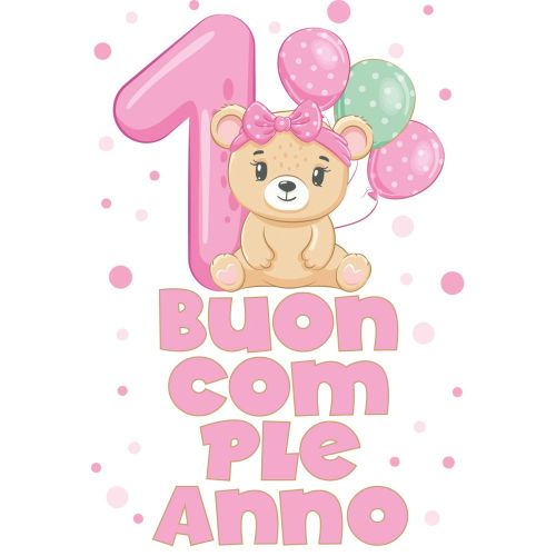 Fiocco rosa 1° compleanno, fiocco in tela floreale segno traguardo primo anno, fiocco decorazione primo compleanno bambina, cartello traguardo, SB49 - Italia
